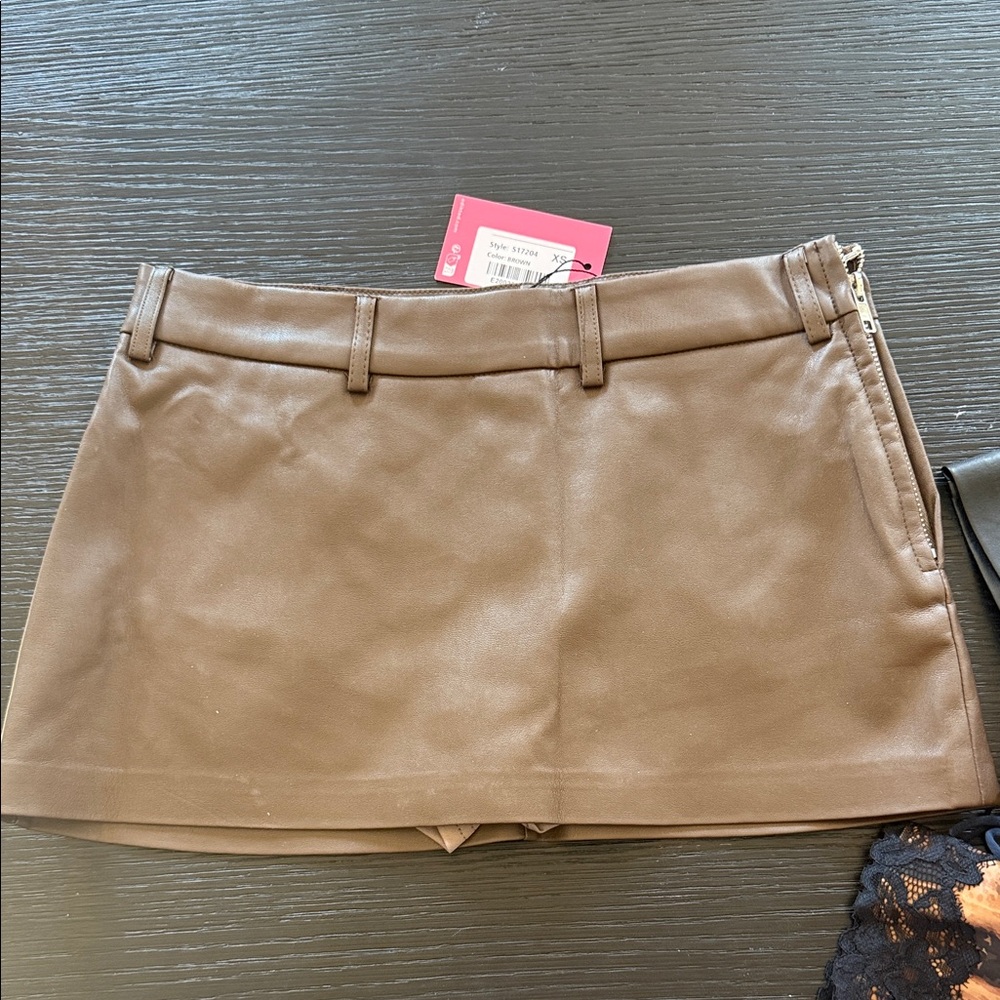 Crawford brown leather mini skirt
